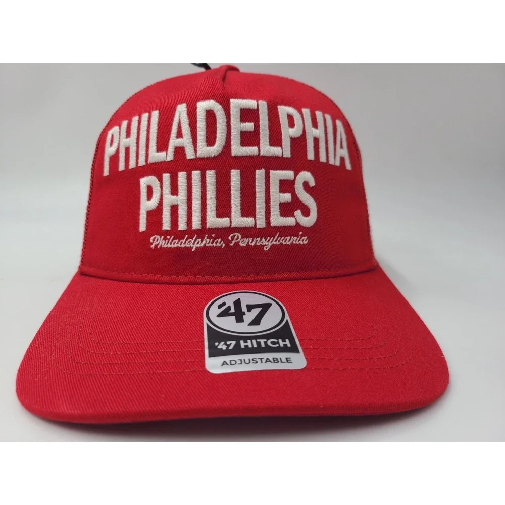 Philadelphia Phillies 47 Brand‎ Hitch Mesh Trucker Snapback Hat Cap Men MLB Red